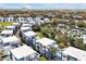 Modern townhome community with blue and white exteriors, pools, and green spaces at 7770 Sandy Ridge Dr # 114, Reunion, FL 34747