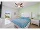 Guest bedroom with a king-size bed, ceiling fan, and modern decor at 2956 Caribbean Soul Dr, Kissimmee, FL 34747
