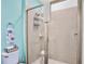 Walk-in shower with glass door and tiled walls at 3056 Parrot Head Pl, Kissimmee, FL 34747