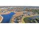 Aerial view of a neighborhood with several houses surrounding a lake, highlighting a sense of community at 2920 Orangebud Dr, Kissimmee, FL 34746