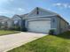 Two-story light blue house with a two-car garage and a well-manicured lawn at 2723 Sunkissed Dr, St Cloud, FL 34771