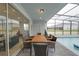 Covered patio with outdoor dining and pool view at 4250 Lana Ave, Davenport, FL 33897