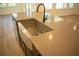 Modern farmhouse sink and faucet on kitchen island at 7493 Estuary Lake Loop, Kissimmee, FL 34747