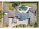 Aerial view of a luxurious home featuring solar panels, pool, and expansive grounds at 10230 Park Ridge Gotha Rd, Windermere, FL 34786