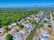 Aerial view showing waterfront homes and a canal at 110 Coleman St, Edgewater, FL 32141