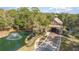 Gated entrance with bridge over water feature and lush landscaping at 25628 Hawks Run Ln, Sorrento, FL 32776