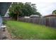 Backyard features a grassy lawn and wooden fence at 3132 Pine Tree Dr, Edgewater, FL 32141