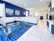 Spacious living room with white sectional sofa and blue accents at 8956 Zurich Ln, Kissimmee, FL 34747