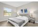 Spacious bedroom with a gray upholstered bed and window blinds at 218 Brooke'S Pl, Haines City, FL 33844