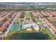 Aerial view showing community amenities including pool, tennis courts, and clubhouse at 8939 Bismarck Palm Rd, Kissimmee, FL 34747