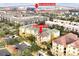Aerial view of condo near Epic Universe, highlighting building location and parking at 4814 Cayview Ave # 40613, Orlando, FL 32819
