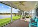 Spacious screened porch with lake view and comfortable seating at 1409 Lake Marion Dr, Apopka, FL 32712