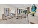 Bright living room with comfy couches and sliding glass doors to the patio at 611 Lasso Dr, Kissimmee, FL 34747