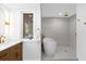 Modern bathroom with walk-in shower, freestanding tub, and gold fixtures at 304 Hermits Trl, Altamonte Springs, FL 32701