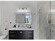 Modern bathroom with marble shower and vanity at 150 E Robinson St # 802, Orlando, FL 32801