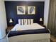 Primary bedroom with a calm atmosphere and dark blue accent wall at 259 Grand Rapids Dr, Poinciana, FL 34759