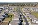 Aerial view of a residential area featuring houses, roads, and green spaces at 4421 Lions Gate Ave, Clermont, FL 34711