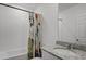 Bathroom with shower/tub combo and granite countertop at 4932 Mainsail St, Haines City, FL 33844