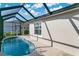 Relaxing pool area with a screened enclosure, providing shade and privacy at 5810 Penney Ln, The Villages, FL 32163