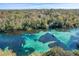 Aerial view of Rainbow River highlighting its vibrant color and recreational activities at 8975 Sw 202Nd Avenue Rd, Dunnellon, FL 34431