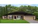 One-story home with tan siding, dark brown shutters, and two-car garage at 11600 Sw 55Th Ave, Ocala, FL 34476