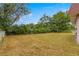 Large backyard with mature trees and a chain link fence at 46 Lake Court Loop, Ocala, FL 34472