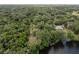 Aerial view of waterfront property with home and lush green surroundings at 15669 Se 112Th Ln, Ocklawaha, FL 32179