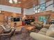 Spacious living room with wood walls, large TV and comfortable seating at 4344 Cr 542H, Bushnell, FL 33513