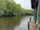Wooden dock extending over calm river water at 56633 Otter Rd, Astor, FL 32102