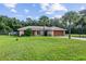 House exterior with a yard, palm trees, and basketball hoop at 49 Fisher Way, Ocklawaha, FL 32179