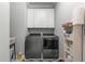 Bright laundry room, featuring a washer and dryer, and ample storage at 9793 Sw 63Rd Loop, Ocala, FL 34481