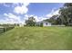 Large grassy backyard with mature trees and a white fence at 7137 & 7141 S Magnolia Ave, Ocala, FL 34476