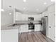 Modern kitchen featuring white shaker cabinets, granite countertops, and stainless steel appliances at 7128 Sw 134Th St, Ocala, FL 34473