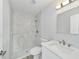 Updated bathroom with marble shower, quartz vanity, and modern fixtures at 13625 Sw 107 Pl, Dunnellon, FL 34432