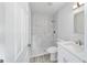 Clean bathroom with marble shower and white vanity at 13625 Sw 107 Pl, Dunnellon, FL 34432