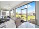 Relaxing screened porch with seating area and view of backyard at 8924 Sw 76Th Ln, Ocala, FL 34481
