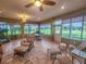 Spacious sunroom with ample seating and golf course views at 9240 Se 128Th Ln, Summerfield, FL 34491