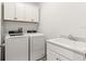 Laundry room with washer, dryer, sink, and white cabinets at 7867 Sw 74Th Loop, Ocala, FL 34481