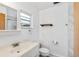 Clean bathroom featuring a single sink vanity and shower at 2810 Se 8Th St, Ocala, FL 34471