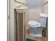 Simple half bathroom, featuring a pedestal sink and toilet at 712 Sw 10Th Ave, Ocala, FL 34471