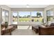 Relaxing sunroom with wicker furniture and view of the golf course at 15596 Sw 13Th Cir, Ocala, FL 34473