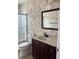 Bathroom featuring a vanity, toilet, and shower/tub combo at 1 Willow Ct, Ocala, FL 34472