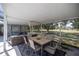 Covered patio with dining area and comfortable seating overlooking a tranquil backyard at 5537 Sw 38 St, Ocala, FL 34474