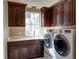 Bright laundry room features ample cabinetry, a utility sink, and a modern washer and dryer set at 7070 Se 14Th Ct, Ocala, FL 34480