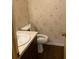 Clean bathroom with updated fixtures and floral wallpaper at 3824 Ne 17Th Street Cir, Ocala, FL 34470