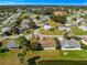 An aerial view of a house nestled in a community near a pond at 17855 Se 99Th Ave, Summerfield, FL 34491
