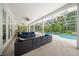 Spacious patio with sectional sofa overlooking the pool at 2704 Se 31St St, Ocala, FL 34471