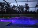 Night view of a well-lit, screened pool at 7403 Ne 22Nd Court Rd, Ocala, FL 34479