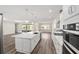 Open concept kitchen with island, stainless steel appliances, and white shaker cabinets at 9739 Sw 79Th Lane Rd, Ocala, FL 34481