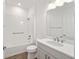 Clean bathroom, with tub and shower, vanity with quartz countertop at 9757 Sw 79Th Lane Rd, Ocala, FL 34481
